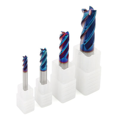 HRC65 4 Flute Solid carbide Square End Mill Dao phay phẳng Nano Blue