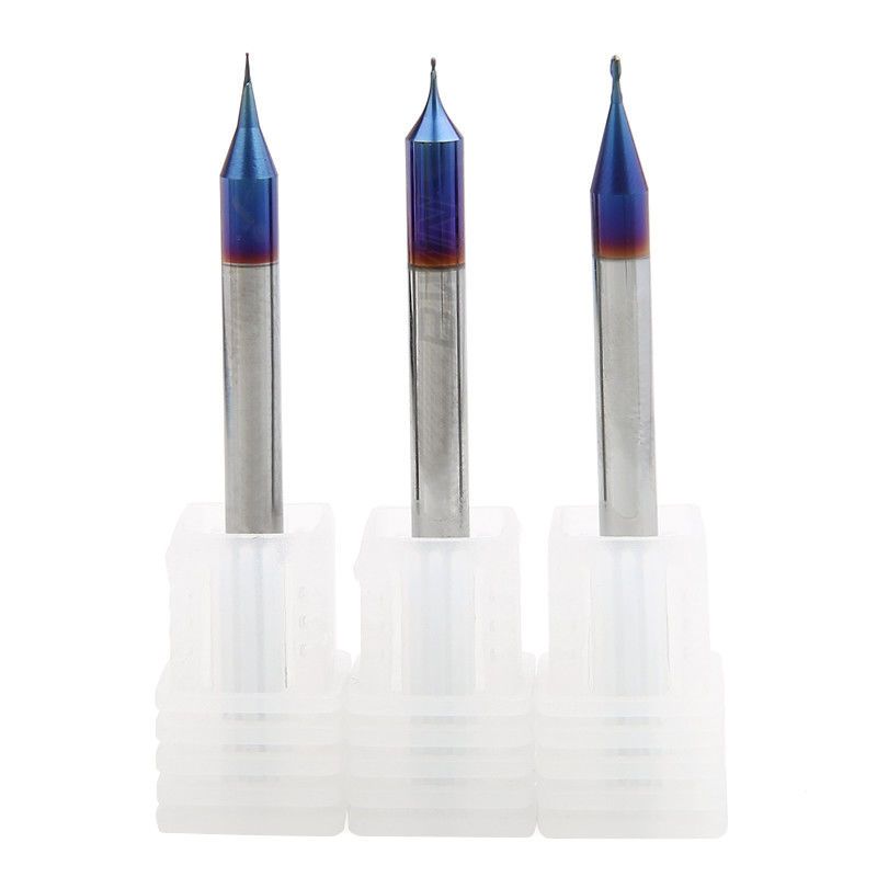 HRC65 2 Flute Ball Mũi Micro Machining End Mill Dao phay đường kính siêu nhỏ cacbua