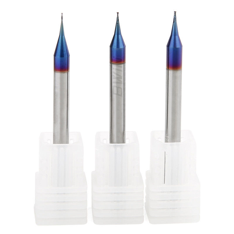Cacbua rắn 2 sáo 0,5 Mm Đường kính siêu nhỏ Máy nghiền vuông cuối HRC65 Máy nghiền cuối 2 sáo